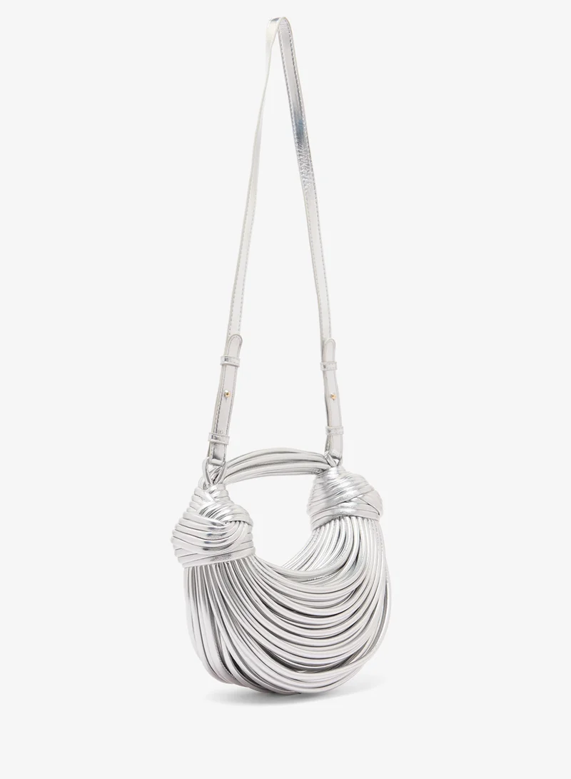 Namshi x Silver Metallic Statement Wire Clutch